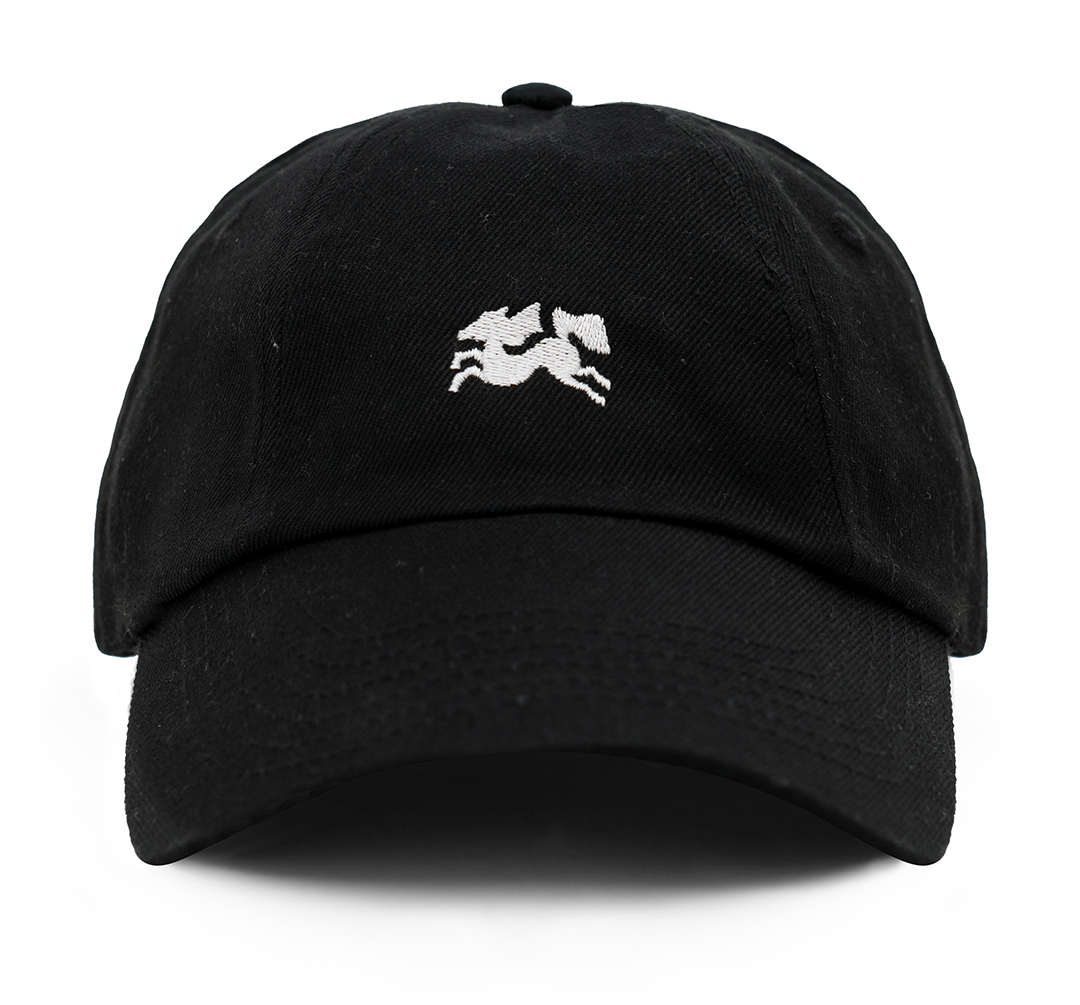 Black polo hat with white horse best sale
